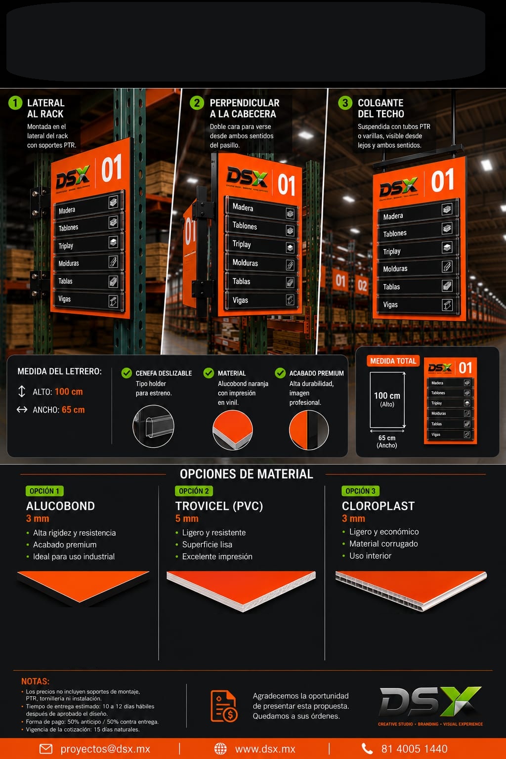 Directorio industrial para rack de almacén