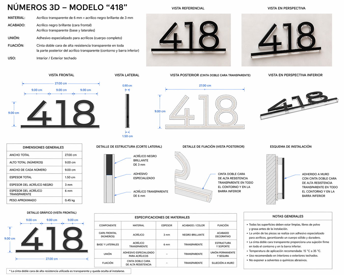 Ficha técnica de números 3D