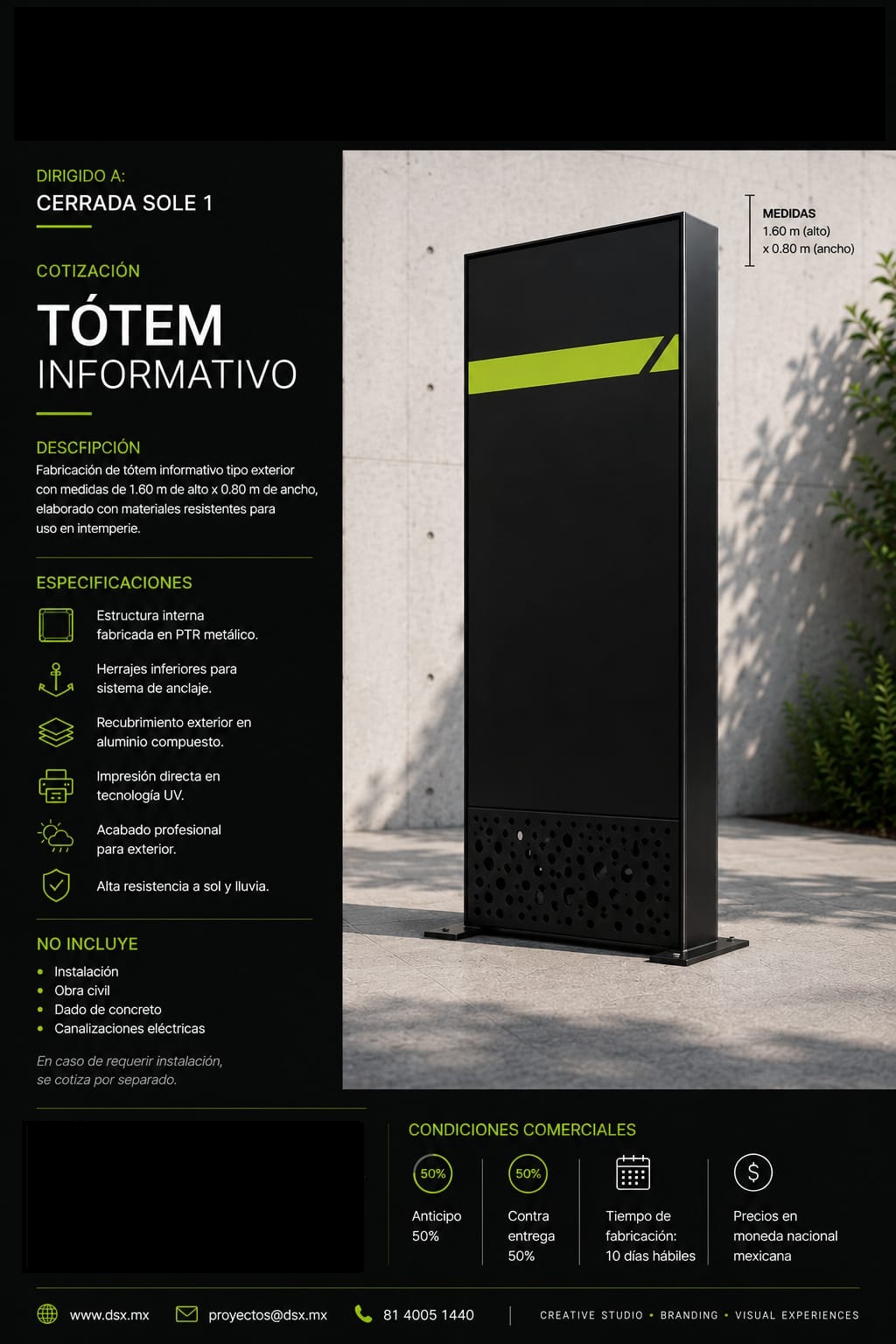 Tótem informativo exterior para señalética corporativa